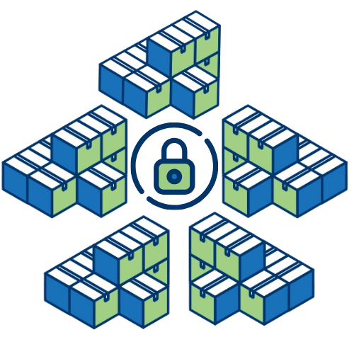 Illustration de stockage sécurisé décentralisé – protection des données et traçabilité par Nexline