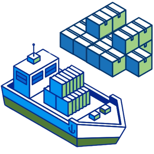 Bateau de fret avec conteneurs, solution logistique maritime de Nexline Group
