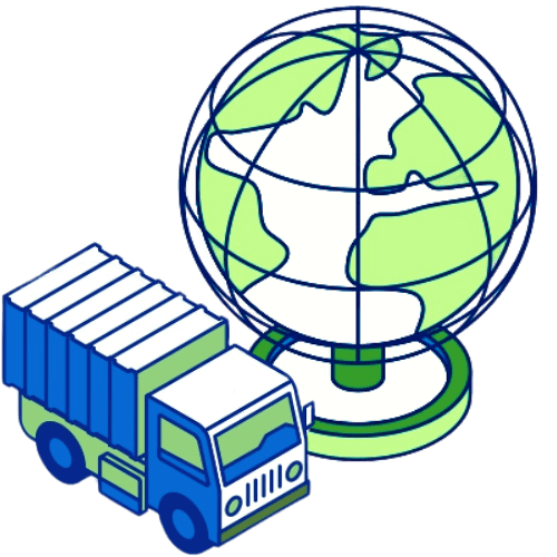 Camion devant un globe – transport logistique routier international Nexline