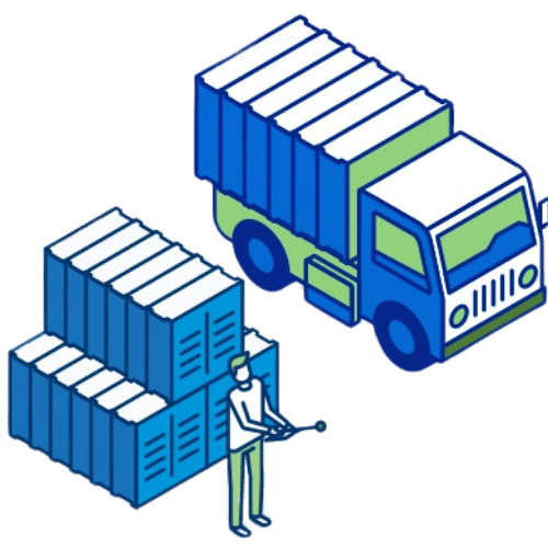 Operator scanning goods for delivery truck – Nexline integrated logistics