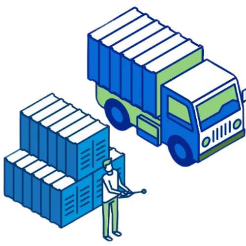 Operator scanning goods for delivery truck – Nexline integrated logistics