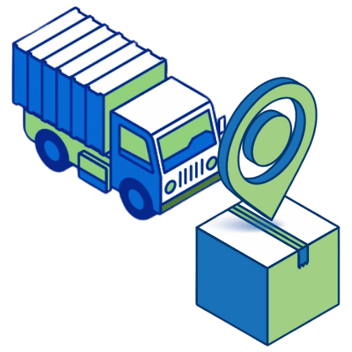 Camion de livraison et colis avec épingle de géolocalisation – Nexline Group
