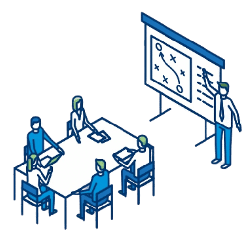 Illustration d’une réunion avec présentation stratégique logistique – Nexline Group