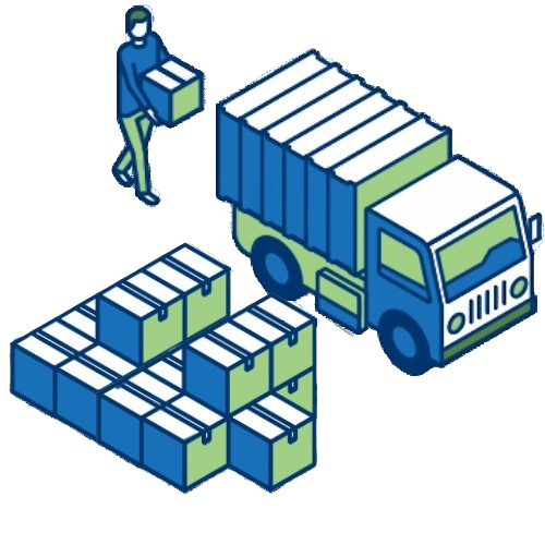 Camion avec opérateur manipulant des colis, représentant la distribution logistique – Nexline Group