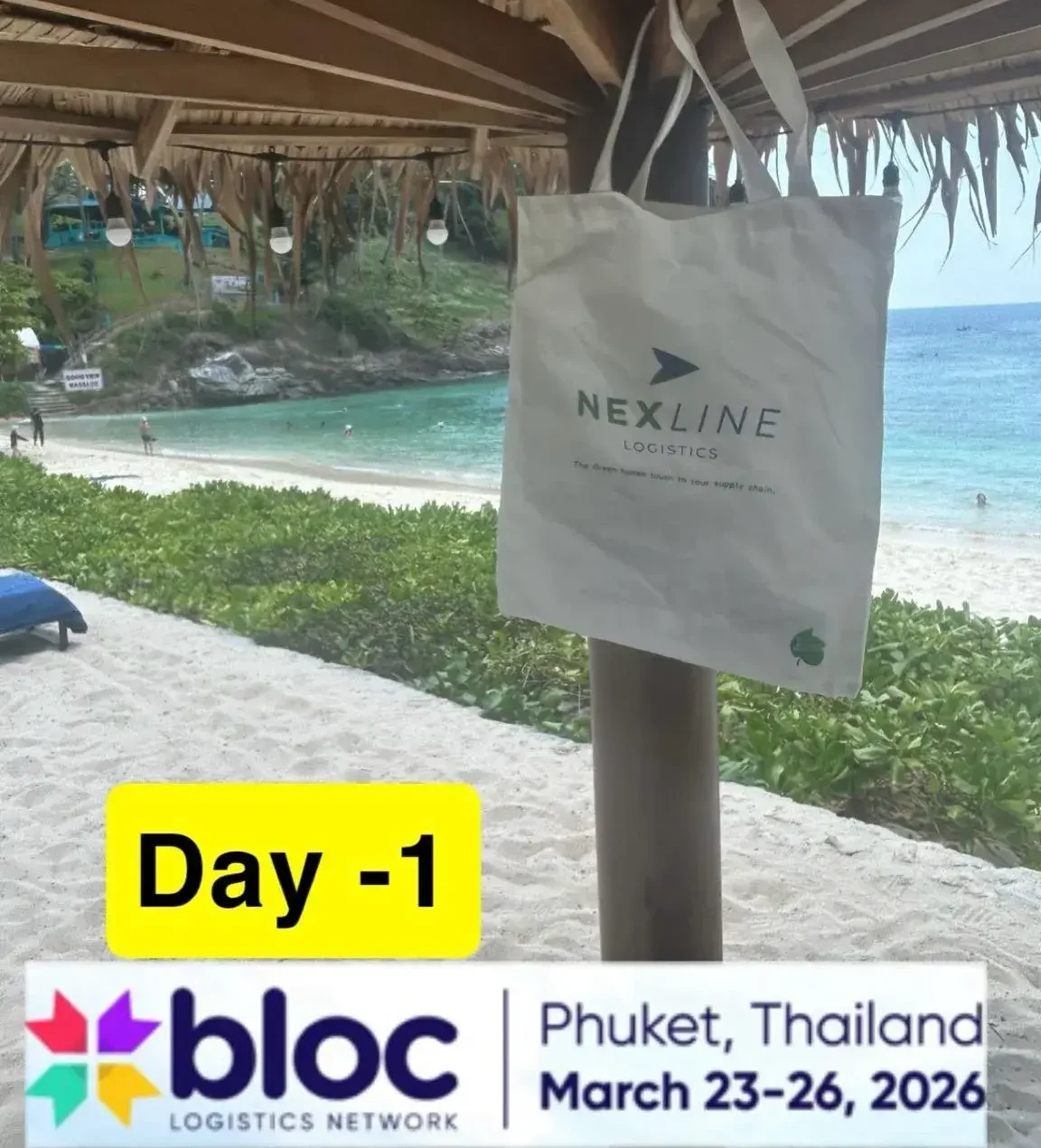 Nexline Logistics bag at Bloc Logistics Network 2026 in Phuket, Thailand, highlighting international logistics networking event