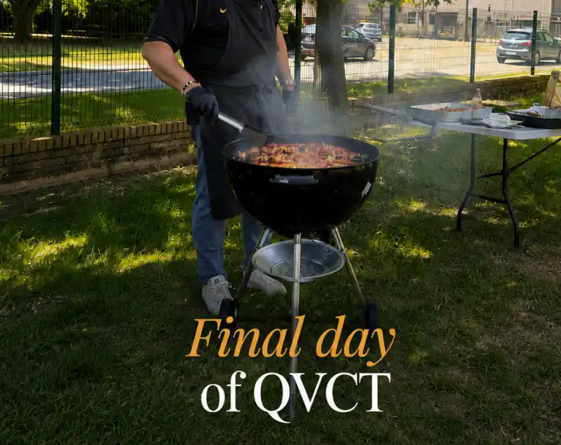 Employee preparing an outdoor barbecue to close Nexline Group’s QVCT Week.