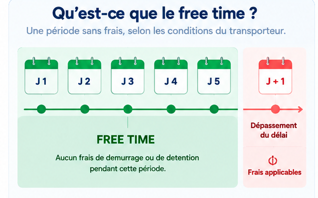 Free time d’un conteneur maritime avant application des frais de demurrage et detention